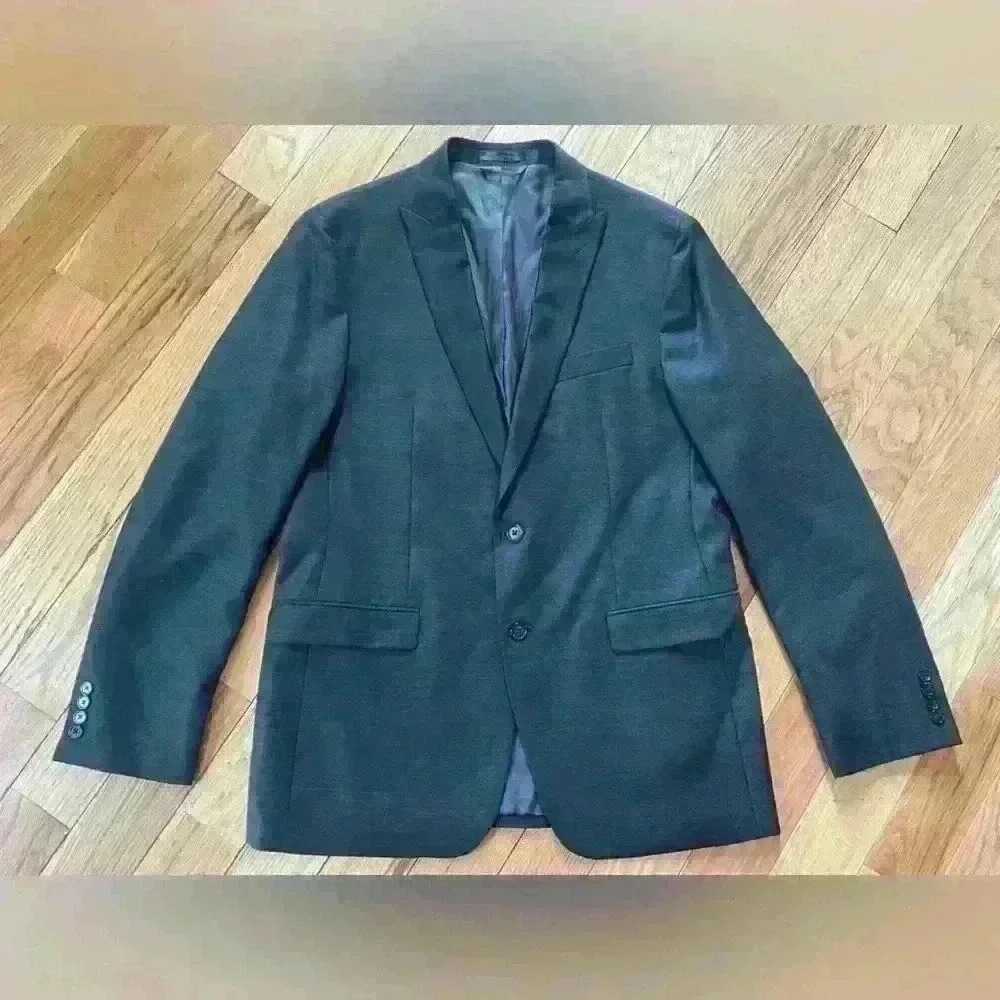 Ralph Lauren Mens Blazer Gray 100% Wool 2 Button Lined Jacket Sport Coat Sz 42L